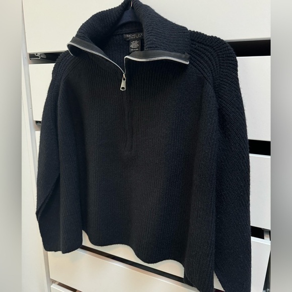 RACHEL ZOE Ribbed Sweater Knit Quarter Zip Capelet Shawl One Size - Picture 5 of 6